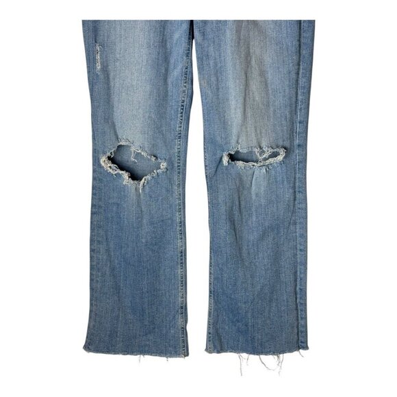 Paige Jeans Women 27 Blue Light Wash‎ Denim Distressed Atley Ankle Flare Leg - Picture 6 of 11